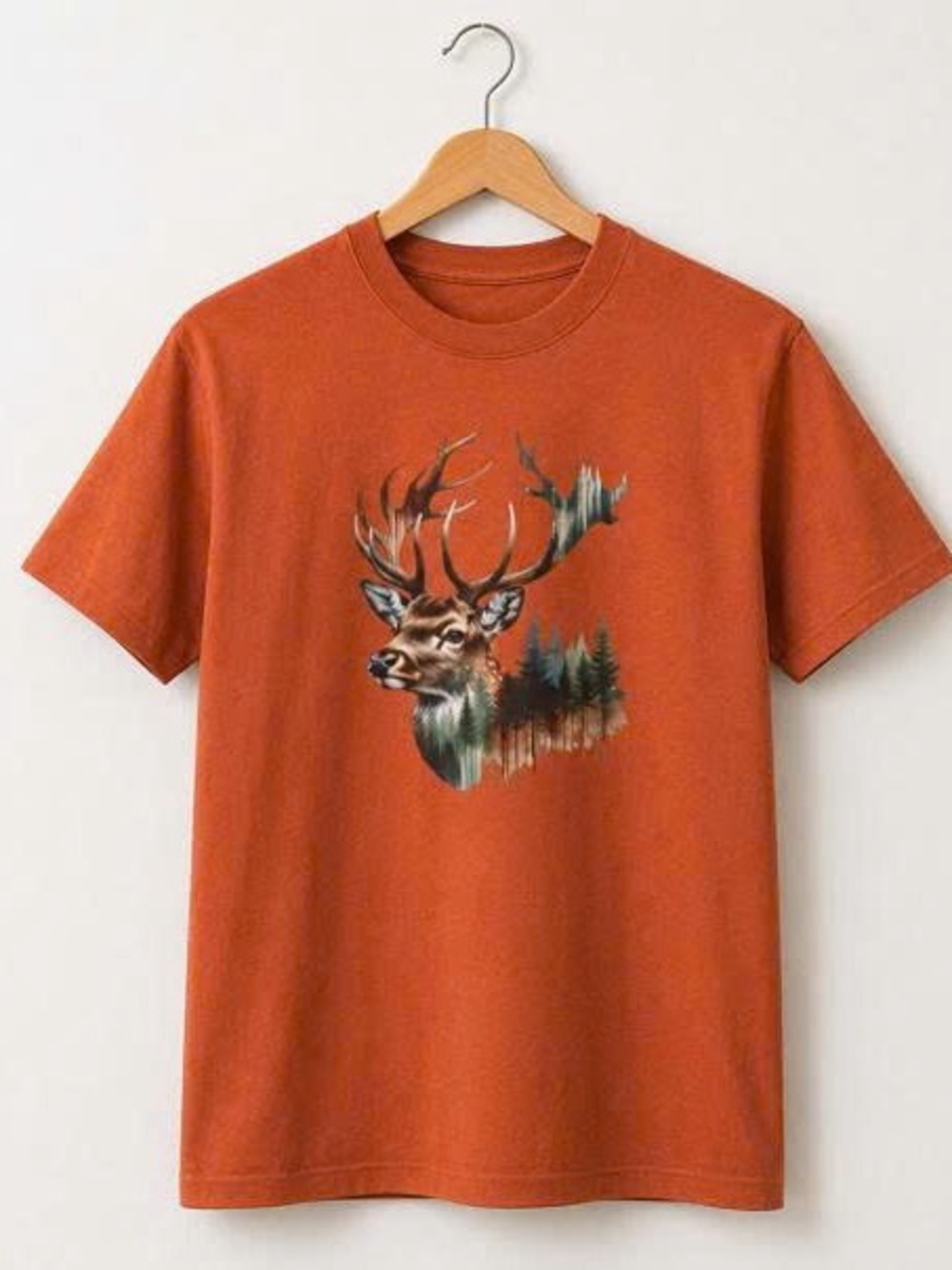Men's Rust Orange Deer Graphic Tee